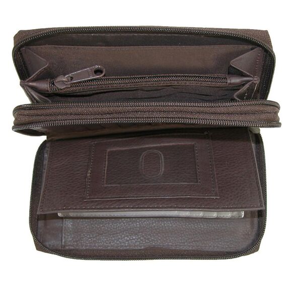 Paul & Taylor Leather Double Zippered Checkbook Cover Wallet - Picture 3 of 4